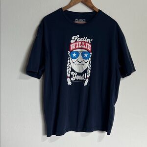 Willie Nelson Navy Blue Graphic T-Shirt